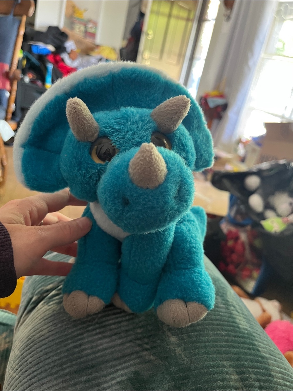 Teal Plush Triceratops Stuffed Animal - Kids Toy